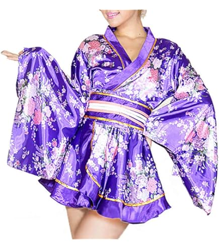 Amazon.co.jp: [KEMTAT] ベビードール ミニ着物 ガウン シースルー 半